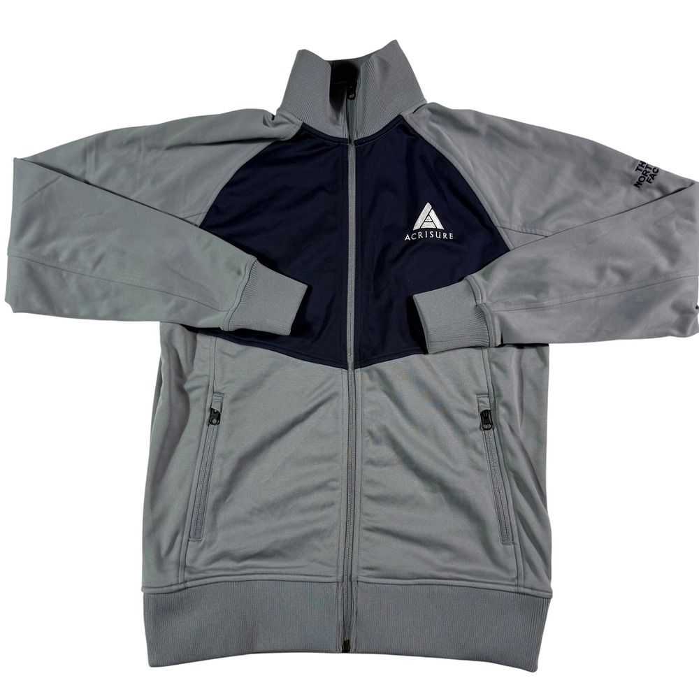 The North Face Mens Grey Navy Full Zip Track Jacket Acrisure Logo Small NF0A3SEW